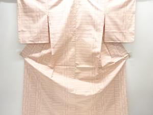 アンティーク　幾何学模様織出し十日町紬単衣着物